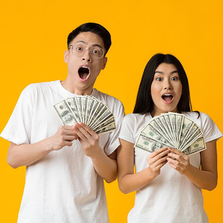 How much save 1 day Asian Couple with Cash